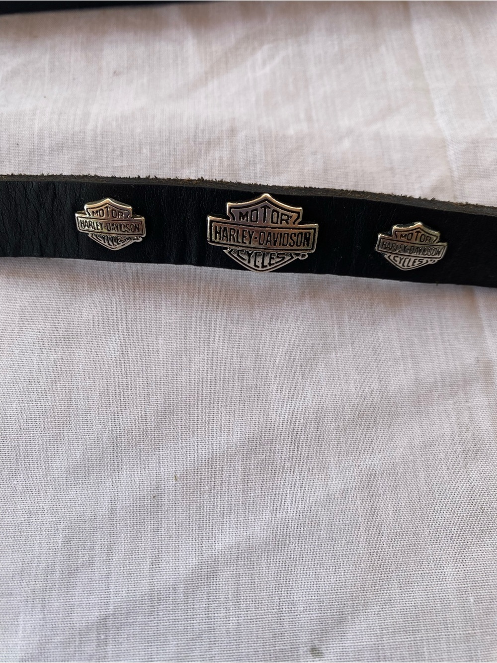 Harley-Davidson Black Leather Dog Leash Silver Logo Studs 46”